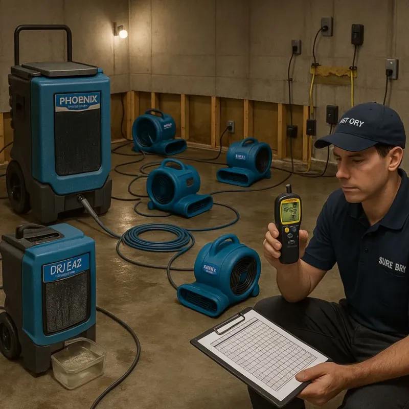 Structural Drying and Dehumidification process in Harris Hill, NY